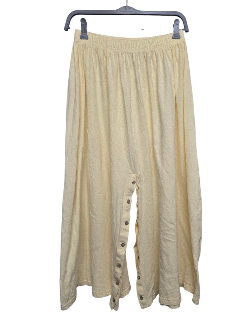 Free People Beach Wide Leg Cotton Linen Blend Pants Sz XS Oversized Yellow